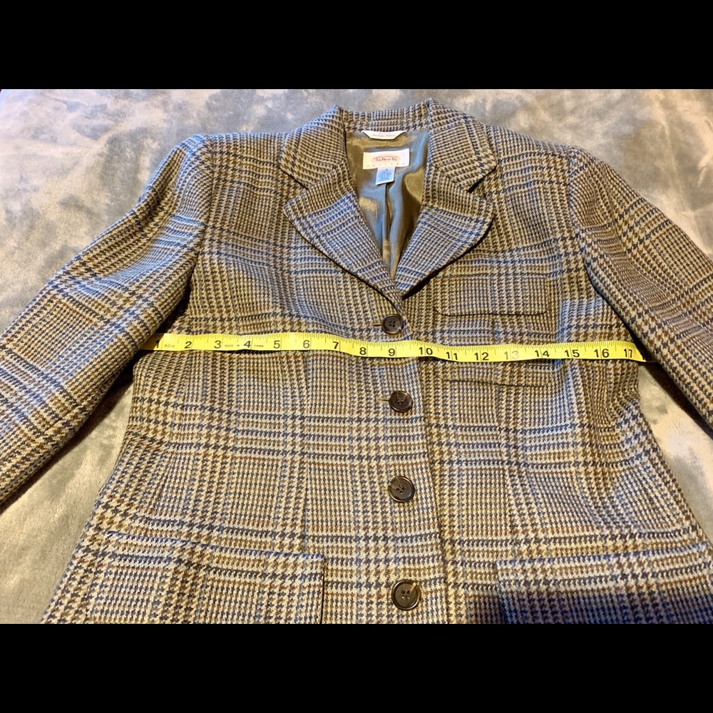 Talbots olive plaid wool blazer size 4 - Picture 4 of 8